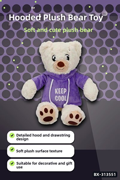 Mercansa 30 cm Plush Bear Toy Wearing Colorful Hooded Sweatshirt Gift Bx-313551