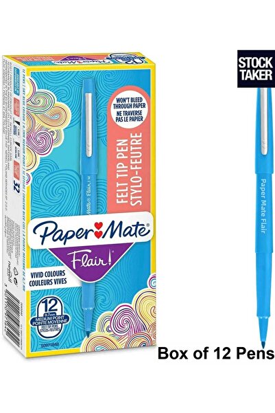 Paper-Mate قلم بابير ميت فلير ذو طرف من الألياف، لون تركواز أصلي / (12 قطعة)