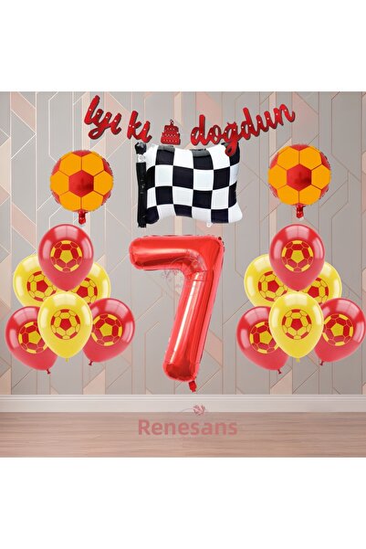 RÖNESANS PARTİ Rönesans Yellow-Red Football Fan Themed Birthday Party Set Age-7