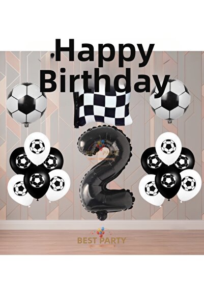 BEST PARTİ Best Black-White Football Fan-Themed Birthday Party Set Age-2