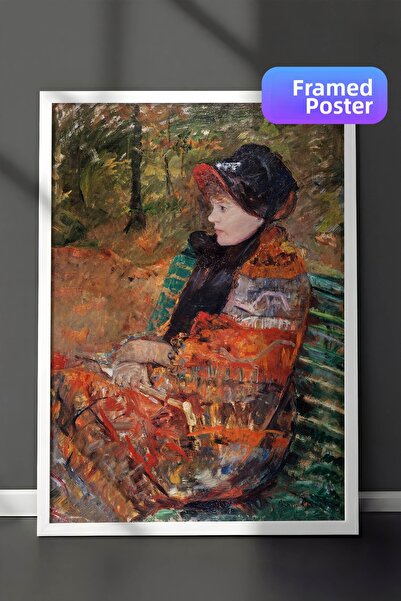 Zestia Impressionist Wall Painting with White Frame, Portrait of a Woman Sitt...