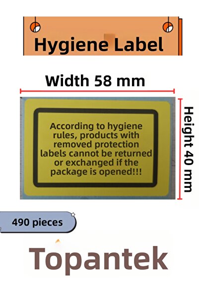 TOPTANTEK Hygiene Label Protection Tape Safety Label 490 Pieces Yellow Color