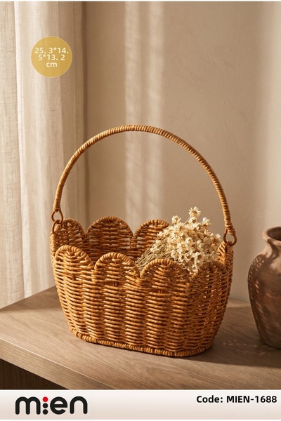 MİEN Rattan Oval Basket 25.3X14.5X13.2 cm