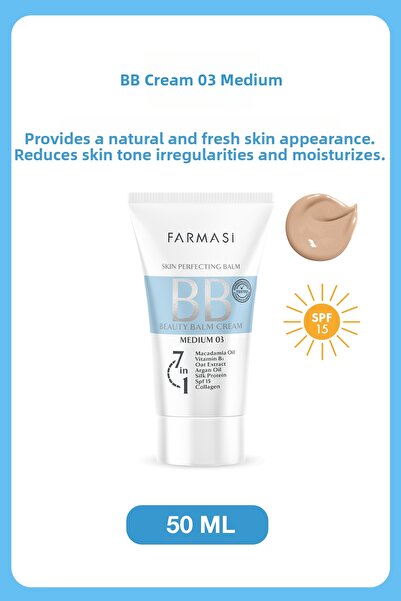 Farmasi Bb Cream |   03 Medium Dark Tone Spf 15 Moisturizing Matte Finish Ski...