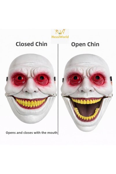NW NessiWorld Horror Mask with Movable Jaw Mechanism Red