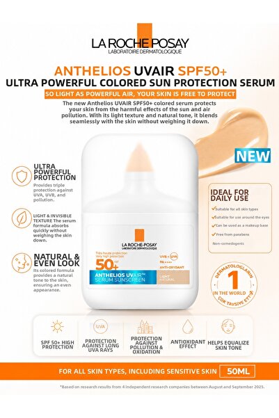 La Roche Posay Anthelios Uvair Spf50+ 50 ml - Tinted Sunscreen Serum That Eve...
