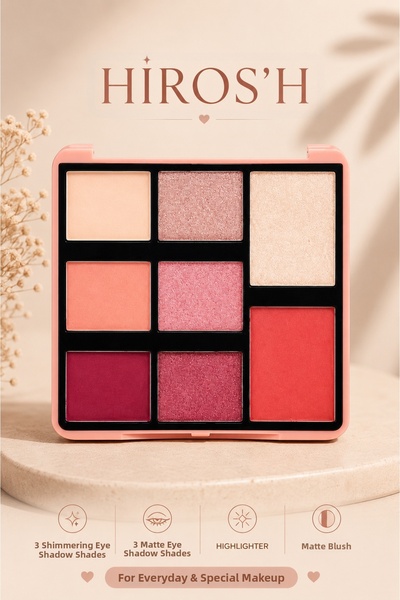 HİROS'H Eye-Catching Eyeshadow Palette Blush Eyeshadow Illuminating Lipstick ...
