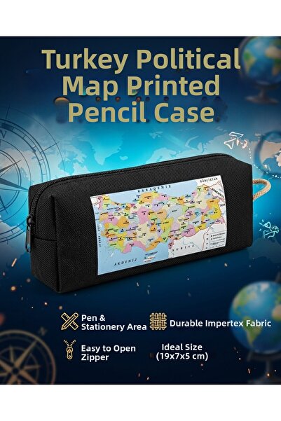 BYBAG Türkiye Political Map Printed Black Pen Holder 19X7X5 cm - Educational ...