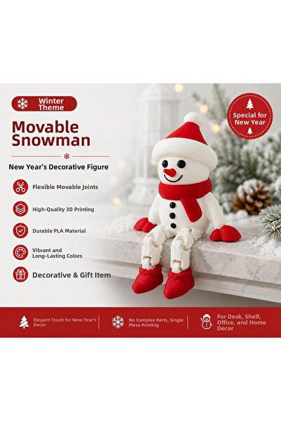 YamaneTicaret Movable Snowman Christmas Decorative Figure – 3D Printed Pla – ...