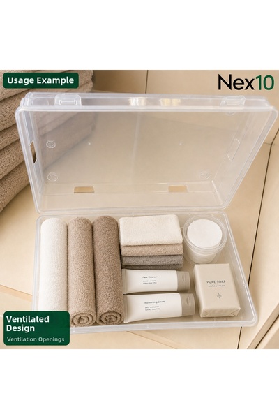 Generic Brand 6-Piece Bathroom Organizer with Transparent Lid, Stackable Storage Box for Towels and Personal Care Products
