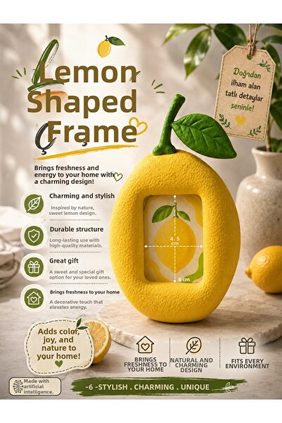 Filkorium3D Decorative Photo Frame with Lemon Figure Original Cute Design Des...