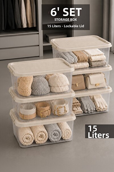 Meleni Home 6 τεμάχια 15Lt Elora Organizer Box - Κουτί αποθήκευσης πολλαπλών ...