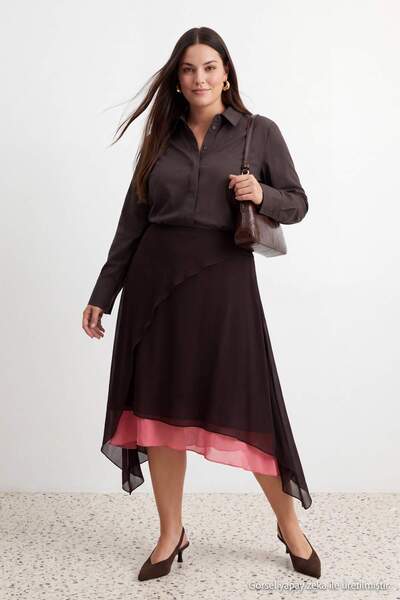 Trendyol Curve Multicolored Woven Large Size Skirt