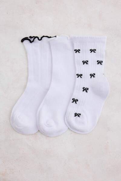 TRENDYOLKIDS Weiße 3-teilige Mädchensocken