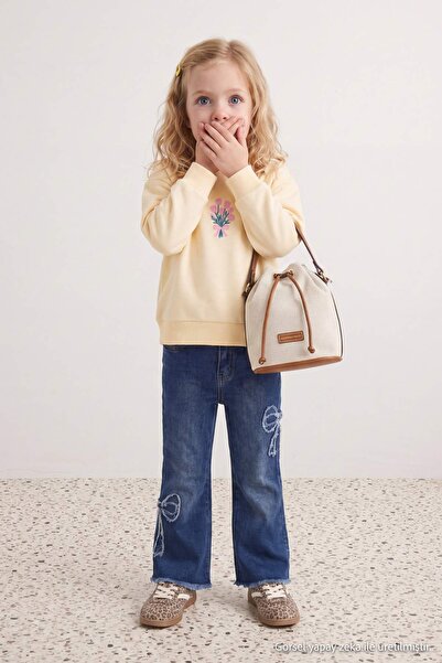 TRENDYOLKIDS Hanorac tricotat din bumbac gros, fără firme, cu broderie, pentr...