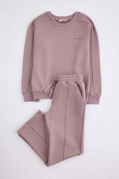 TRENDYOLKIDS Purple Plain Knitted Bottom - Top Set Tkdaw26Au00022
