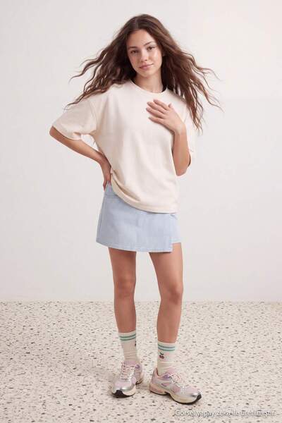 TRENDYOLKIDS Ecru Plain Knitted T-Shirt Tkdss26Ts00085