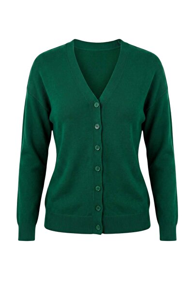 Trendyol Collection Emerald Green V-Neck Mercerized Look Premium Yarn/Special...