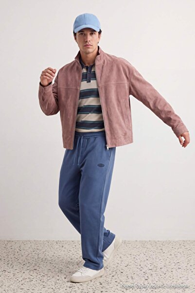 Trendyol Collection Indigo Straight Fit Slogan Embroidered Knitted Sweatpants...