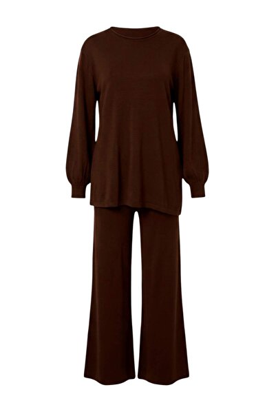 Trendyol Modest Brown Regular Double Layer Plain Knitwear Hijab Bottom - Top ...