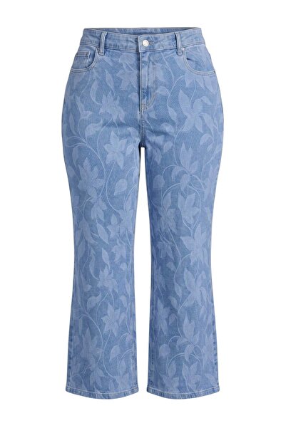 Trendyol Curve Blugi cu model albastru, mărime mare TBBAW27CJ00042