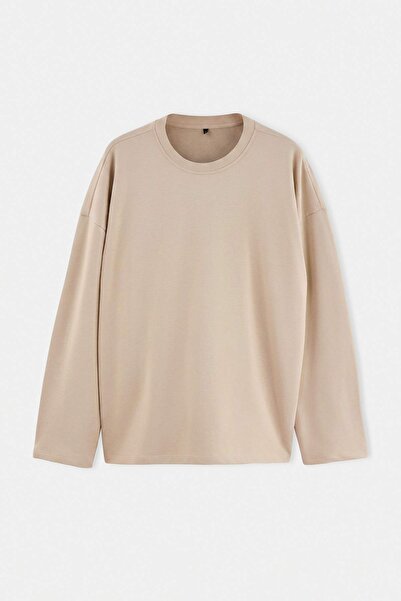 Trendyol Collection Plus Size Stone Oversize/Wide Fit Basic Sweatshirt Tmnaw2...