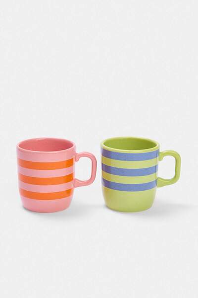 TRENDYOLMİLLA HOME Set of 2 Striped Patterned Mugs