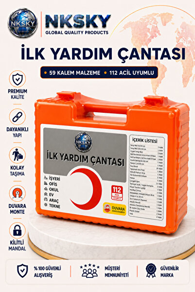NKSKY Ultra Ecza Dolabı İlk Yardım Çantası Duvara Monteli İş Yeri Ofis Araç E...
