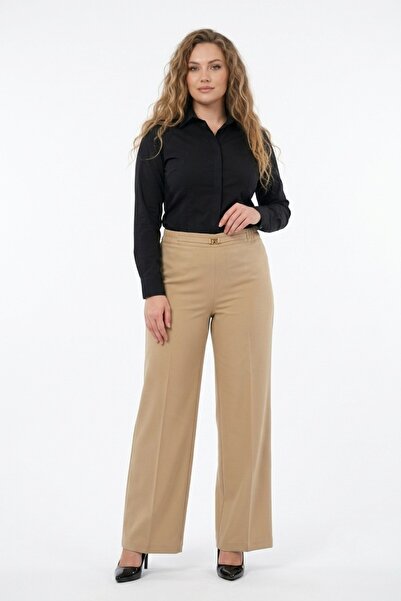 PROTO Ženske platnene pantalone sa bočnim elastikom, klasični model BGL-ST01392