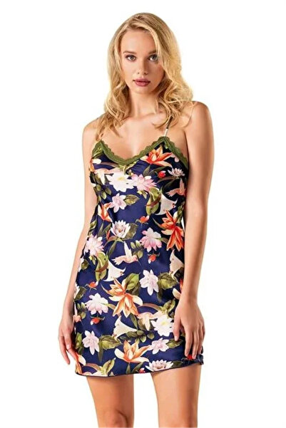 SS HOME CONCEPT Lace Embroidered Stylish Patterned Satin Nightgown