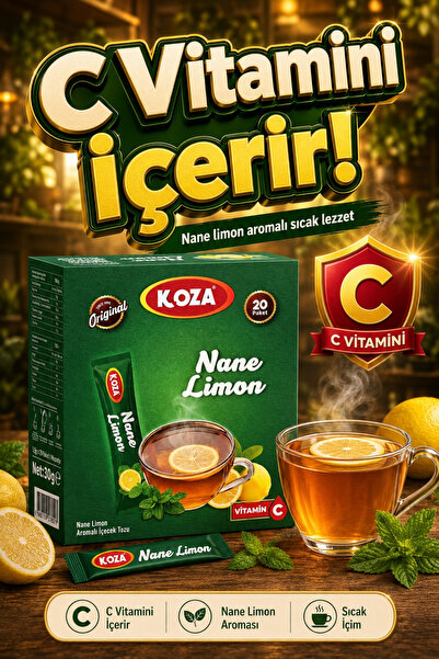 Koza Gurmelerin Seçimi Pratik Lezzet Mentollü Nane Limon Aromalı Tek İçimlik Premium İçecek Tozu 20 Stick