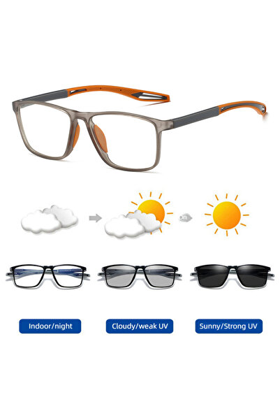 Choice Grey Orange Fashion Color Blocking Photochromic Reading Glasses Men Wo...