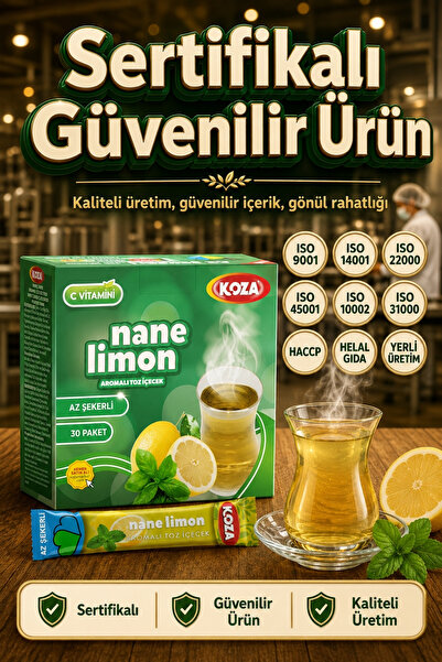 Koza Gurmelerin Seçimi Pratik Lezzet Az Şekerli Mentollü Nane Limon Aromalı Tek İçimlik Premium İçecek Tozu 30 Stick