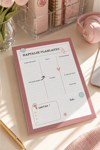 nonstopnotess A5 Haftalık Planlayıcı Memopad - 50 Yaprak El Yapımı Bloknot & ...