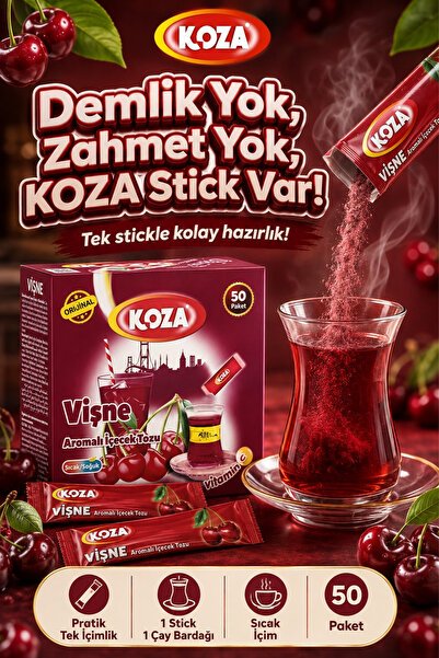 Koza Gurmelerin Seçimi Pratik Lezzet Vişne Aromalı Vişneli Oralet Premium İçecek Tozu 50 Stick