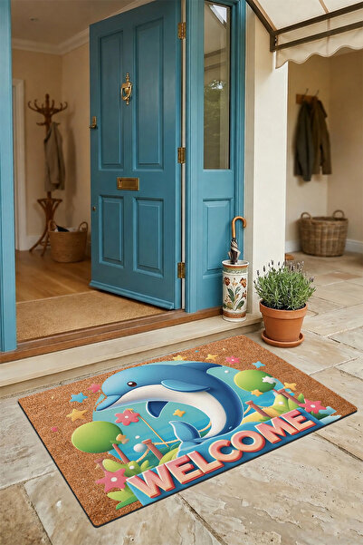 Valerine Life Door Mat 45X70Cm Non-Slip Base Indoor Outdoor Cute Dolphin and ...