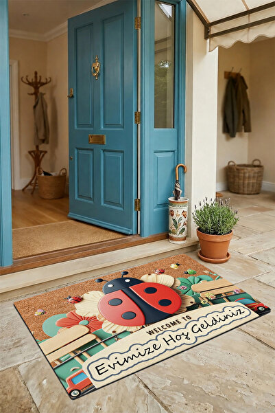 Valerine Life Door Mat 45X70Cm Non-Slip Base Indoor Outdoor Ladybug and Red V...