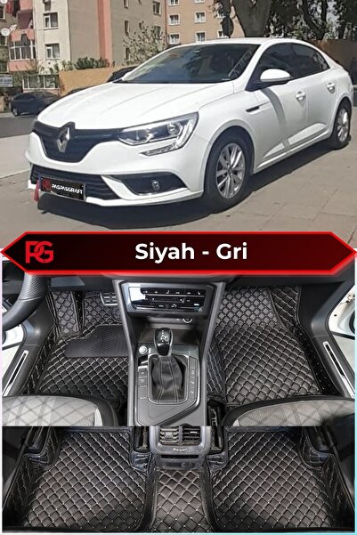 PASPASGRAFT RENAULT RENO MEGANE 4 2016-2025 Siyah Üzeri Gri Dikiş 8D Prestige...