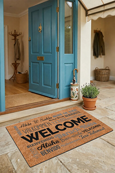 Valerine Life Καφέ Welcome Welcome Mat - σε παγκόσμιες γλώσσες, 45x70cm