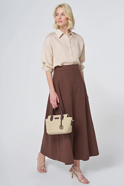 Kayra Punto Stitched Non Denim Skirt Chocolate