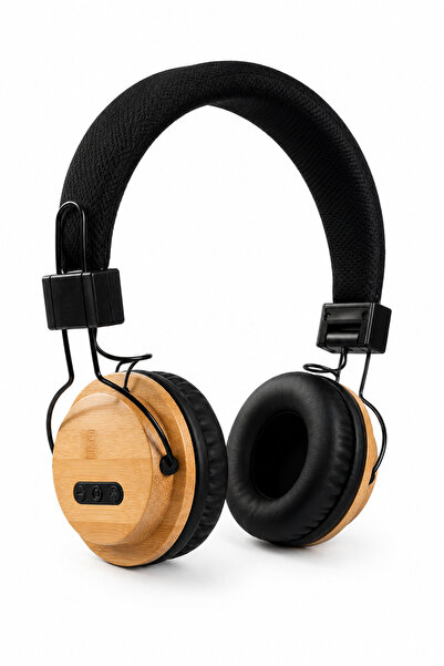 STAMINA Căști wireless Bluetooth TANGO, over-ear, bambus și RPET, negru