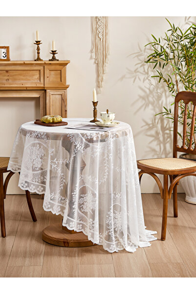 Choice 90x90cm round white White Lace Tablecloth Round Mirror Flower Vine Pat...