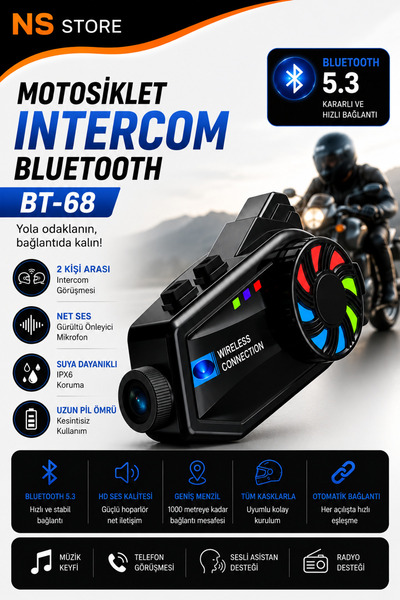 NS Store WiFi 1080P Kameralı Motosiklet Bluetooth Kask Kulaklık – 3000 mAh | ...
