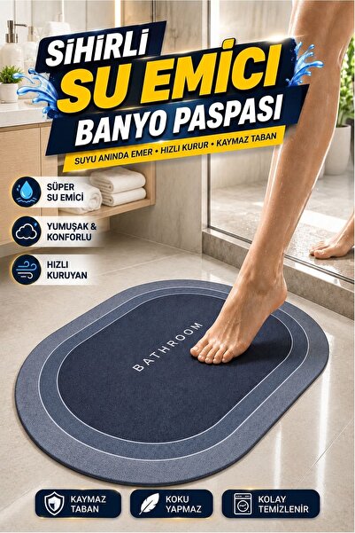 Kitchen Beauty 3.5mm 40X60 Oval Water Absorbent - Diatom Ablution Mat Non-Sli...