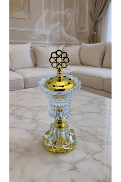 ALMASA مبخرة قزاز كرستال فاخرة ذهبي MS-3597G