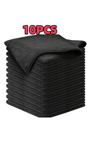 Choice 10PCS 10PCS Black Microfiber Car Cleaning Towels - Thickened Absorbent...