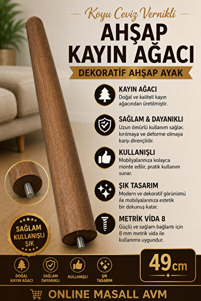 Genel Markalar Ahşap Ayak ( 49 Cm ) Zigon Sehpa ,orta Sehpa , Puff , Benç Ve ...