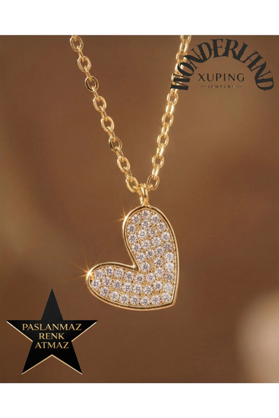 XUPING JEWELRY Kadın Kalp Kolye 40 +5 cm - 14K Altın Renginde - Kararmaz - Zi...