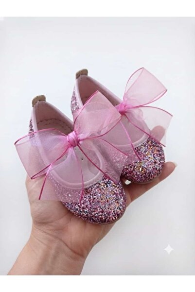 pediashoes Baby Girl's Transparent Pink Bows Comfortable and Wide-Fitted Orth...