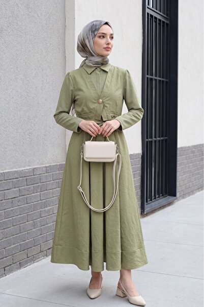 Modamorfo Cupra dress with elastic waistband and vest detail - çağla y.
